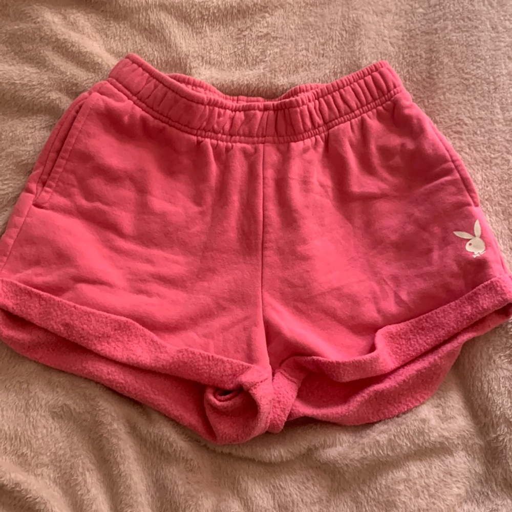 hot pink playboy sweat shorts